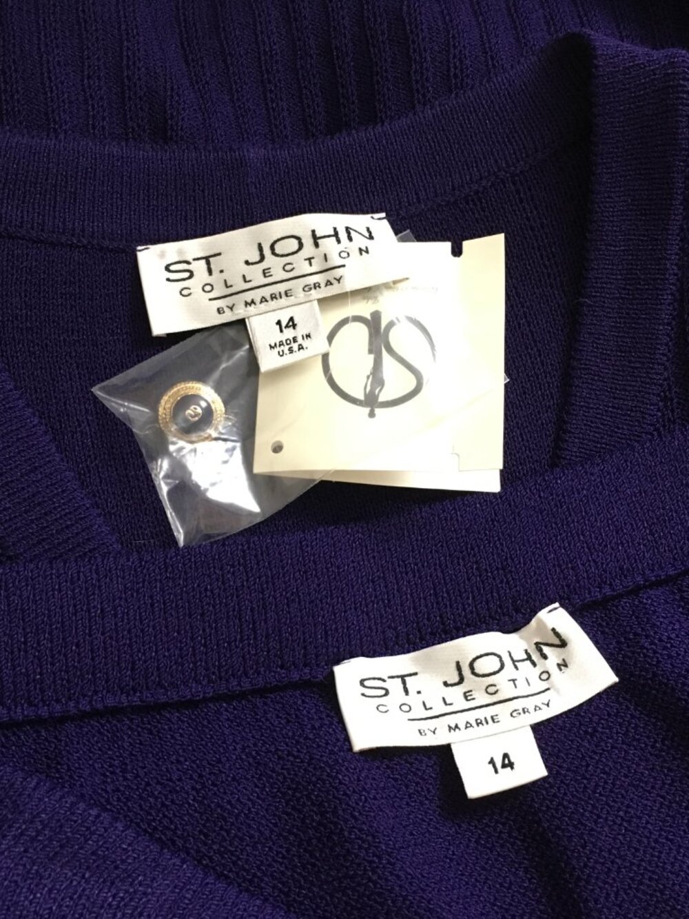 NWT NEW St John collection knit velvet purple jacket skirt suit size 14 - Picture 10 of 10